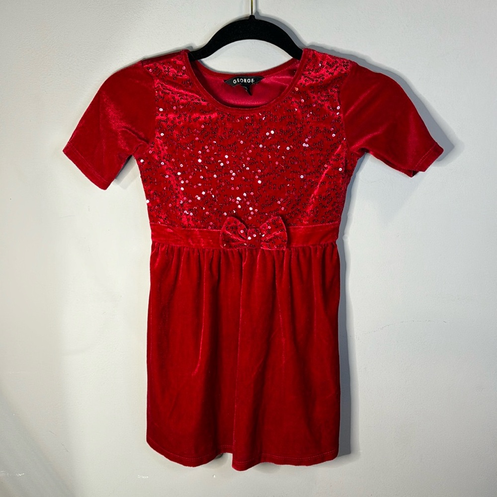 Red velvet tunic dress